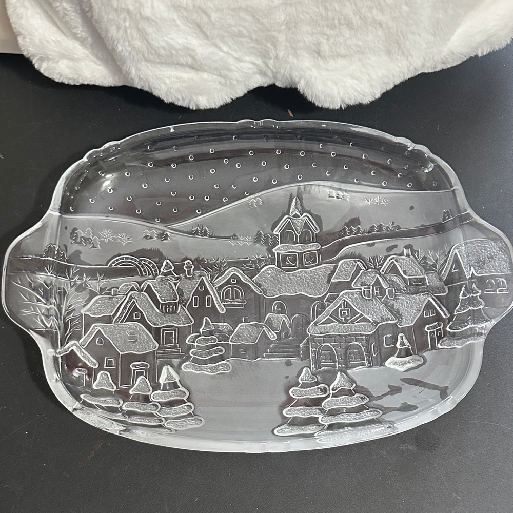 Christmas scenery Crystal serving tray